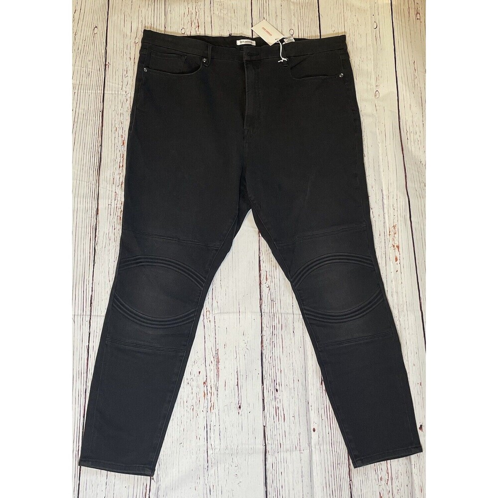 Good American Good Waist Skinny Jeans NWT Plus 24 Black Moto Biker High Rise